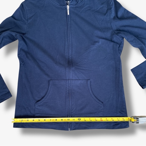 Karen Scott Sport Women's Navy Blur Full Zip Long Sleeve Hoodie Sweatshirt - Picture 6 of 10